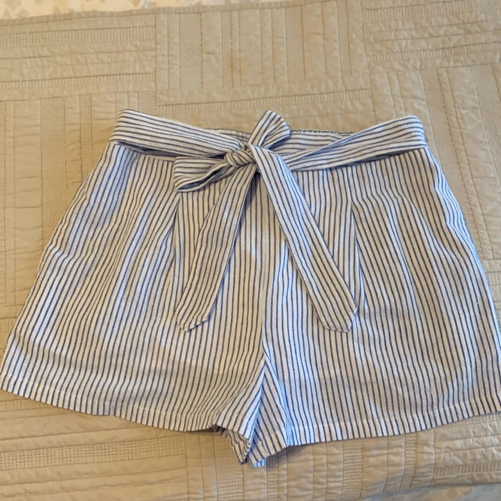 The Impeccable Pig blue and white white striped shorts